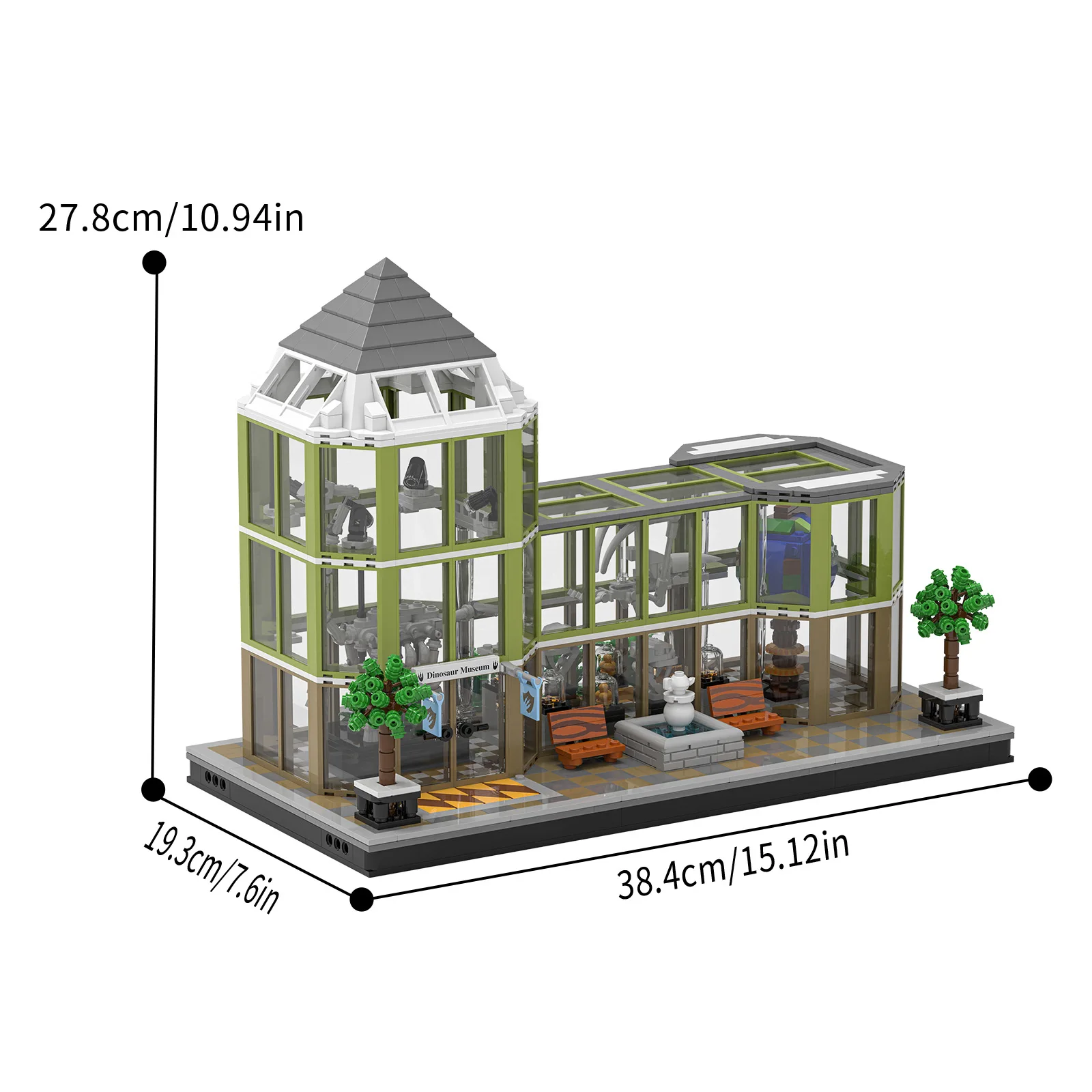 恐竜化石博物館モデルビルディングブロックキット自然史展示ストリートシーン組み立ておもちゃ装飾子供ギフト 1496 個
