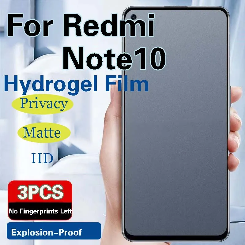 RedmiNote10Pro Protetor De Tela De Privacidade Para Redmi Note10 Matte Hydrogel Film XiaomiRedmi Note10 5G Cobertura Completa HD Soft Blue