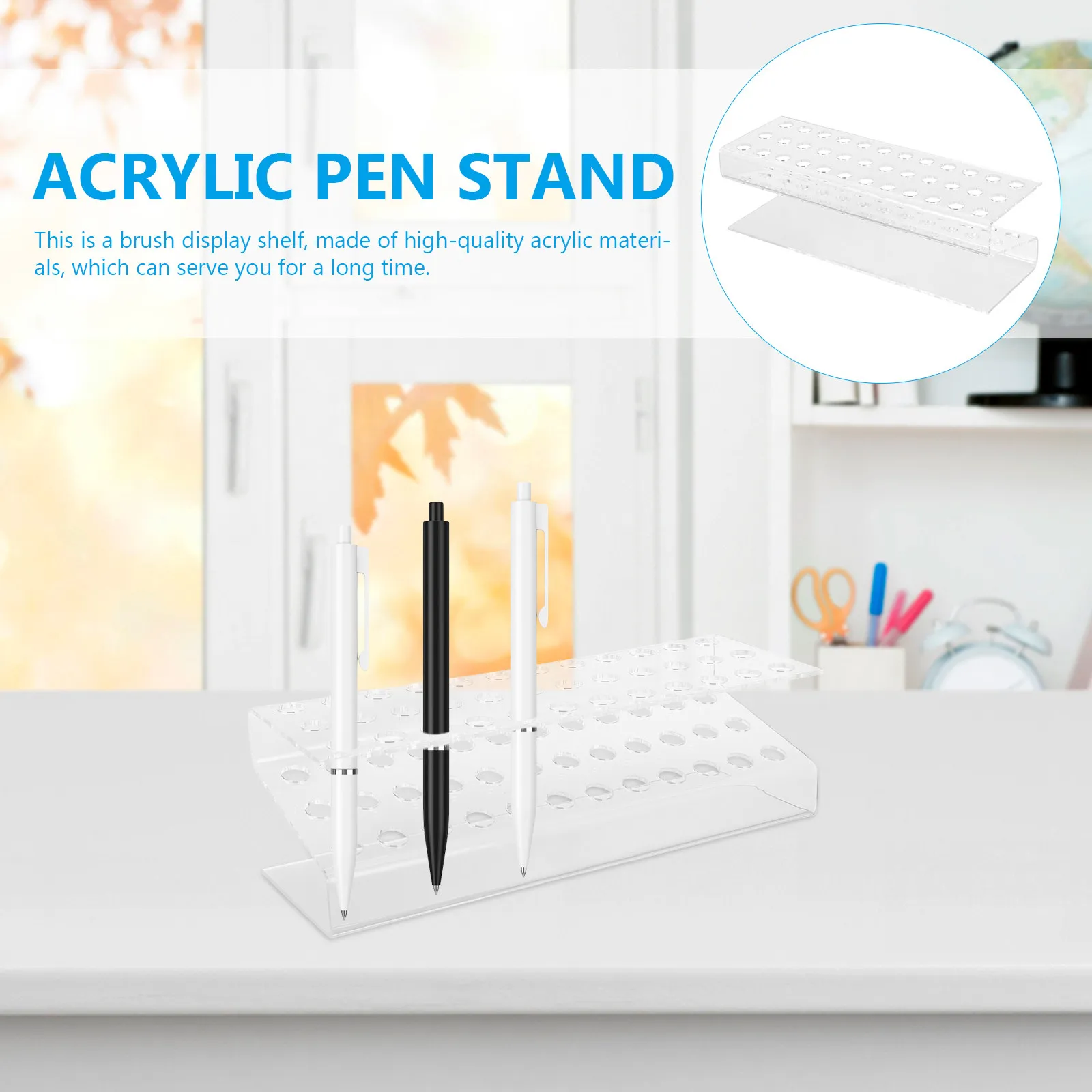 High Quality Clear Acrylic Pen Desk Stand Brush Display Shelf Organizer for Pencils Paint Brushes Markers Makeup Brushes Eyebrow