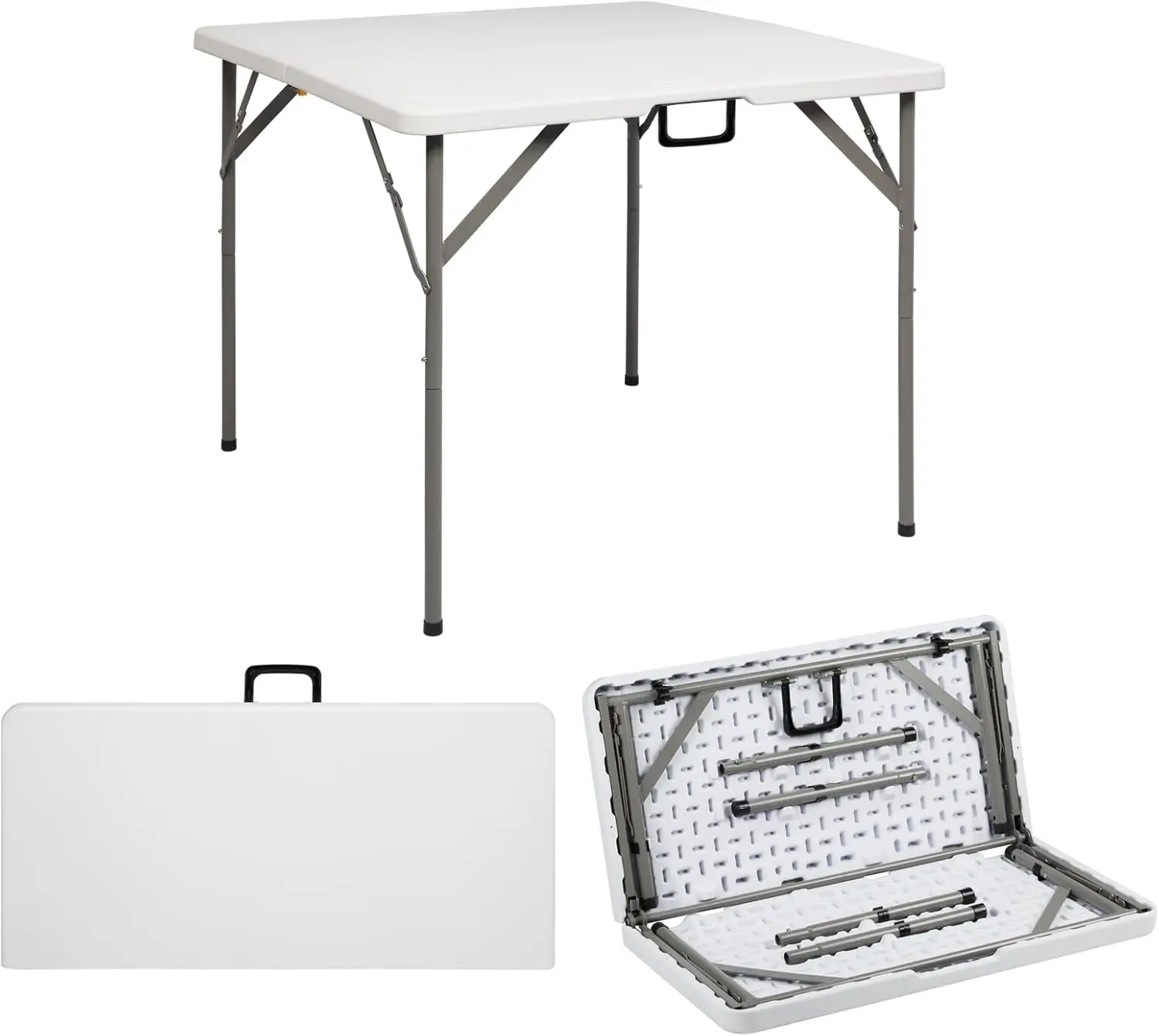 

34" Folding Table Portable Square Folding Card Table with Collapsible Legs Carrying Handle Plastic Tables for Camping Picnic Off