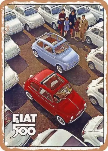 Targa in metallo-1959 Fiat 500 convertibile Vintage Ad