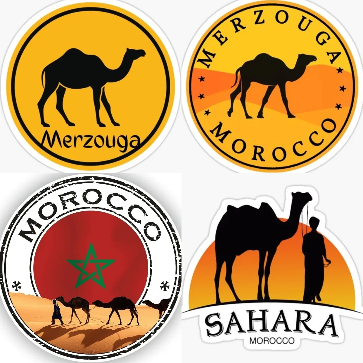 

Morocco Wave Flag Sticker Morocco camel Decal Car Bike Laptop Decal Travel Luggage Map