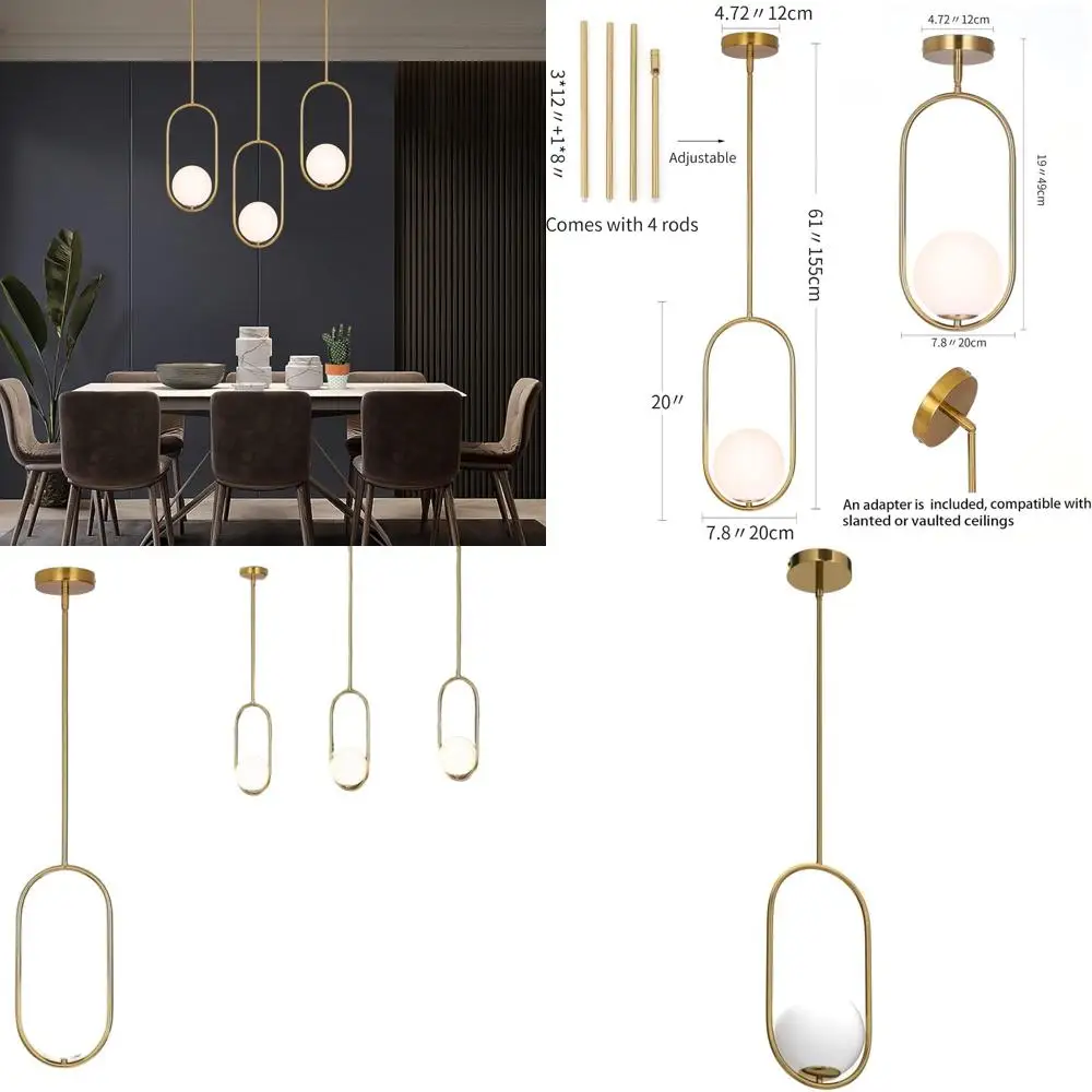 

Подвесной светильник Gold Globe, регулируемый, для кухонного острова, столовой и спальни, подходит для использования внутри помещений.