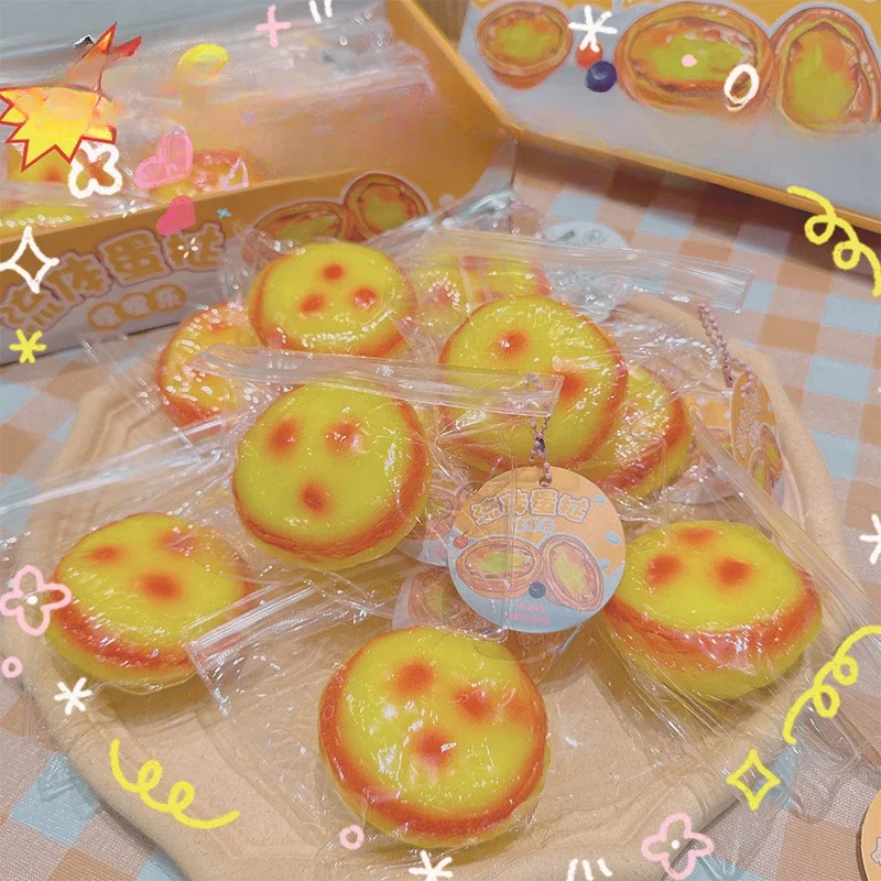 Stress Relief Toy Creative Simulation Food Decompression Toy Egg Tart Cute Juguetes Back To School Brithday Gift for Friend