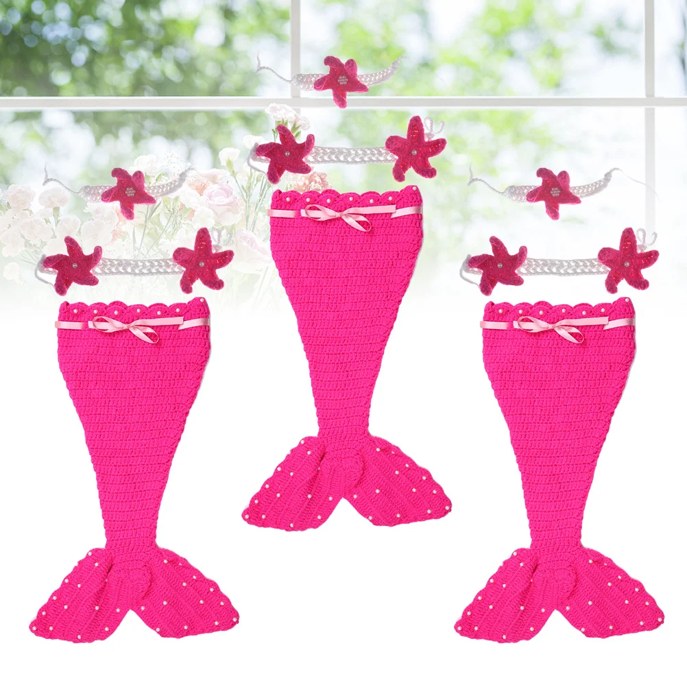 1 مجموعة الوليد التصوير الدعائم الطفل حورية البحر الذيل دعوى روزي اللون الرضع تأثيري حلي الكروشيه الحياكة الطفل التقطت الصور