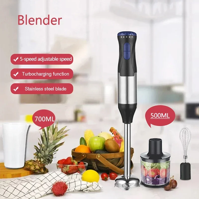 1000W Immersion Blender, 4-In-1 Stainless Steel Handheld Blender Stick Mixer with Egg Whisk, Beaker & Chopper Bowl