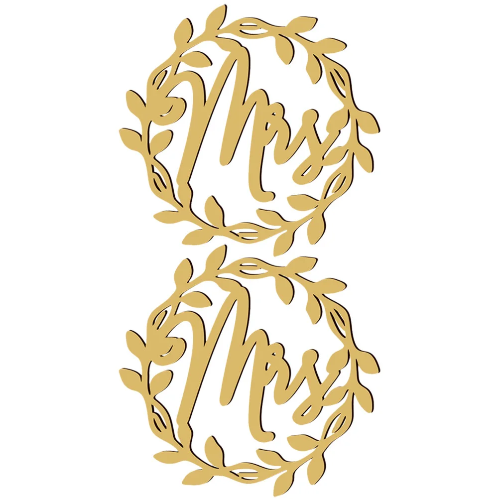 

2Pcs Wooden Wedding Chair Signs Lightweight Smooth Texture Stylish Wedding Back Chair Decorations Sign