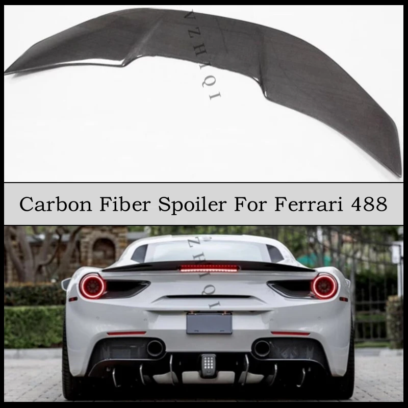 Spoiler For Ferrari 488 2015-No High Quality Real Carbon Fiber Rear Trunk Wing Lip Kit Splitter Auto Accessories