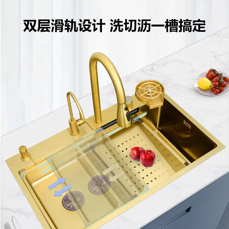

Golden Flying Rain Stainless Steel Large Single Slot Household Kitchen Sink Dishwashing Sink Vegetable Cutting Basin