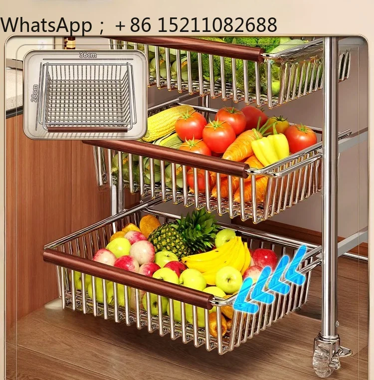 SCY kitchen multi-functional rack trolley household floor mobile pull-out multi-layer storage rack