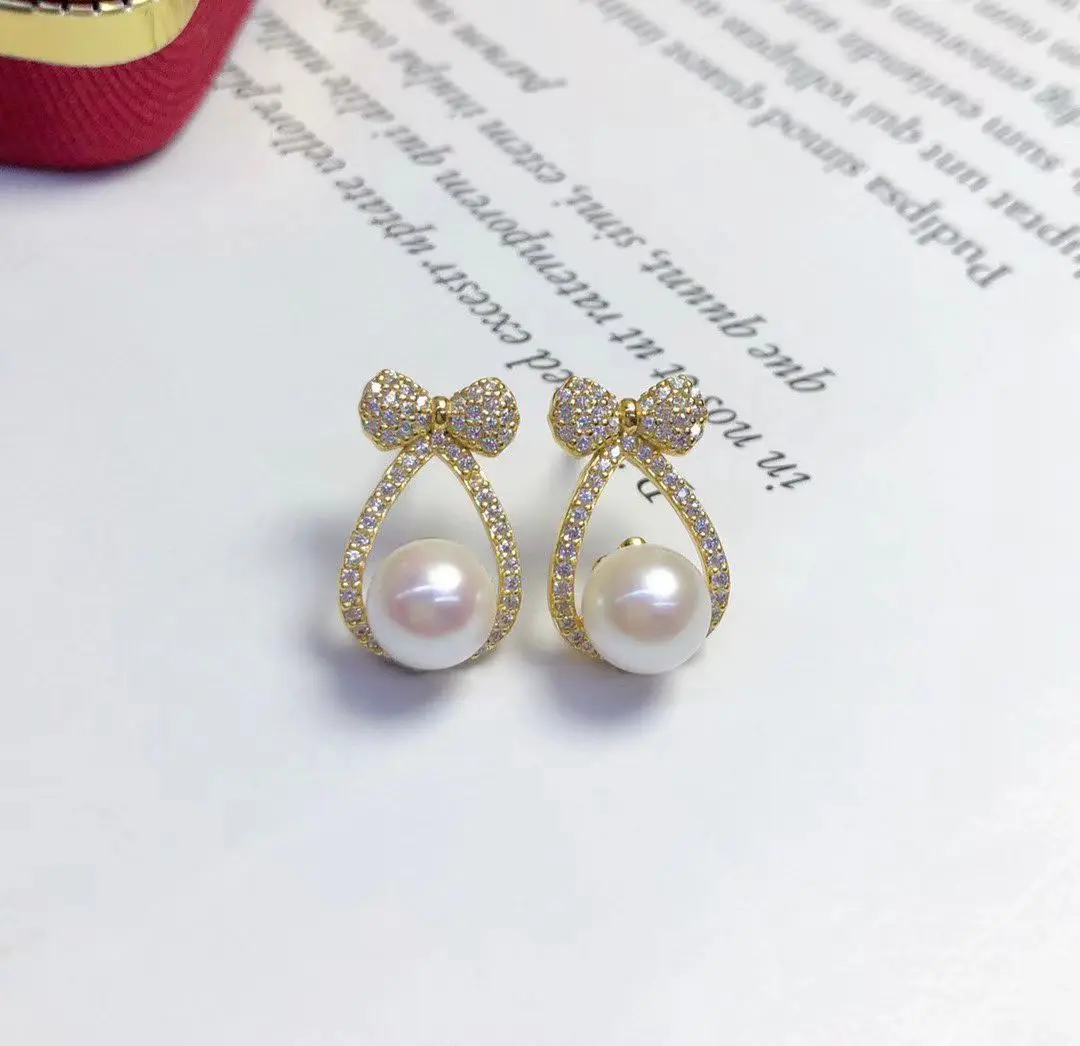 الجملة S925 فضة أقراط جبل النتائج إعدادات قاعدة تصاعد أجزاء ملحق ل 7-8 مللي متر اللؤلؤ 5 زوج/وحدة #5