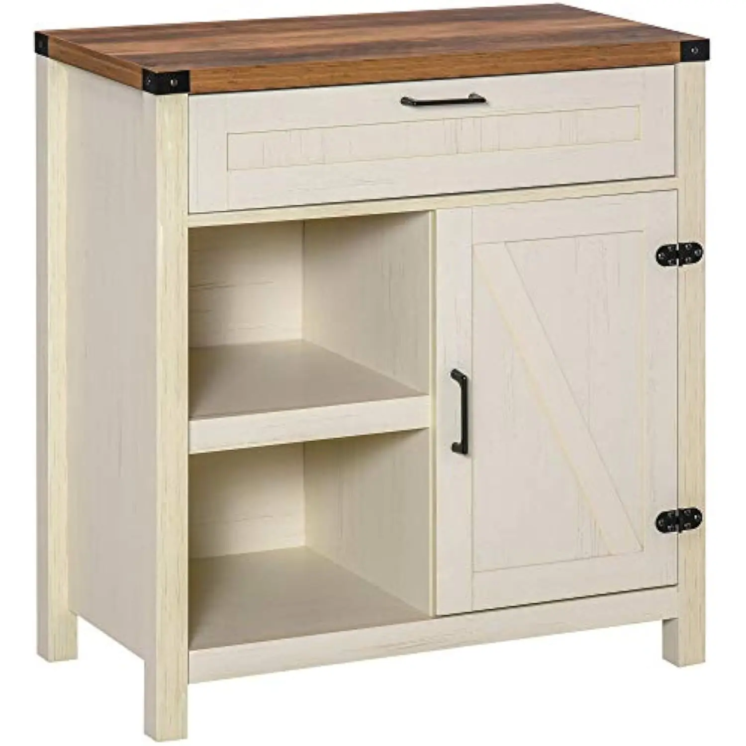 

Farmhouse Sideboard Buffet Cabinet, Rustic Barn Door Kitchen Cabinet, Accent Cabinet with Storage for Living Room, Distressed