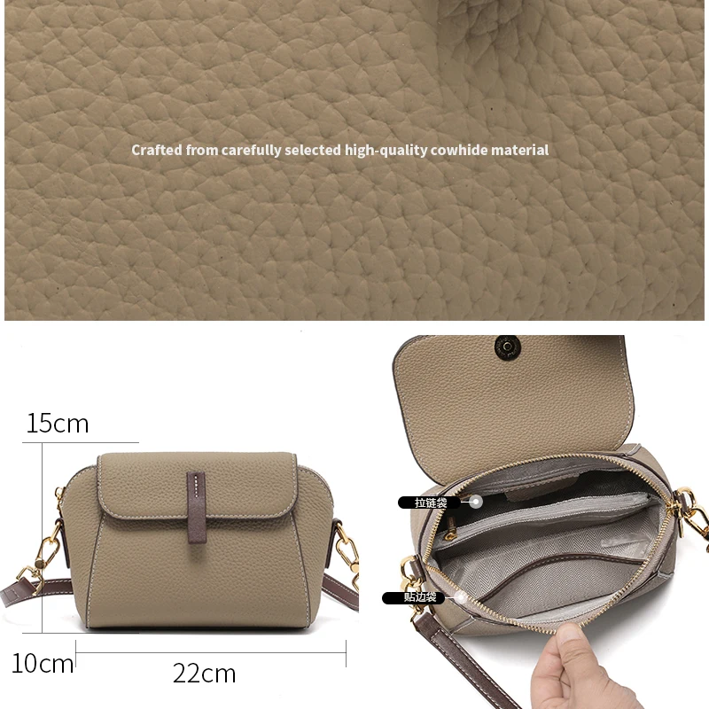 

Women's Natural Cow Leather Travel Shoulder Bag Ladies Retro Casual Cowhide Bags Female Fashion Luxury Design Crossbody Bag Lady