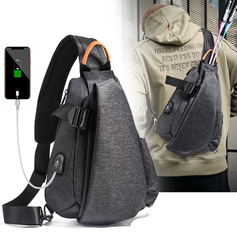 Men Fashion Chest Bag Casual Waterproof Messenger Bag Business Multifunctional Chest Bag Casual One Shoulder Crossbody Bag