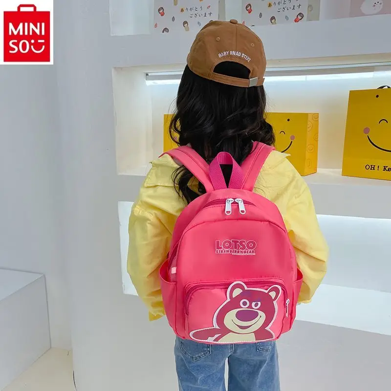 Tas ransel anak laki-laki dan perempuan, tas buku kartun Disney stroberi Beruang Salju Putih, tas ransel ringan dan serbaguna