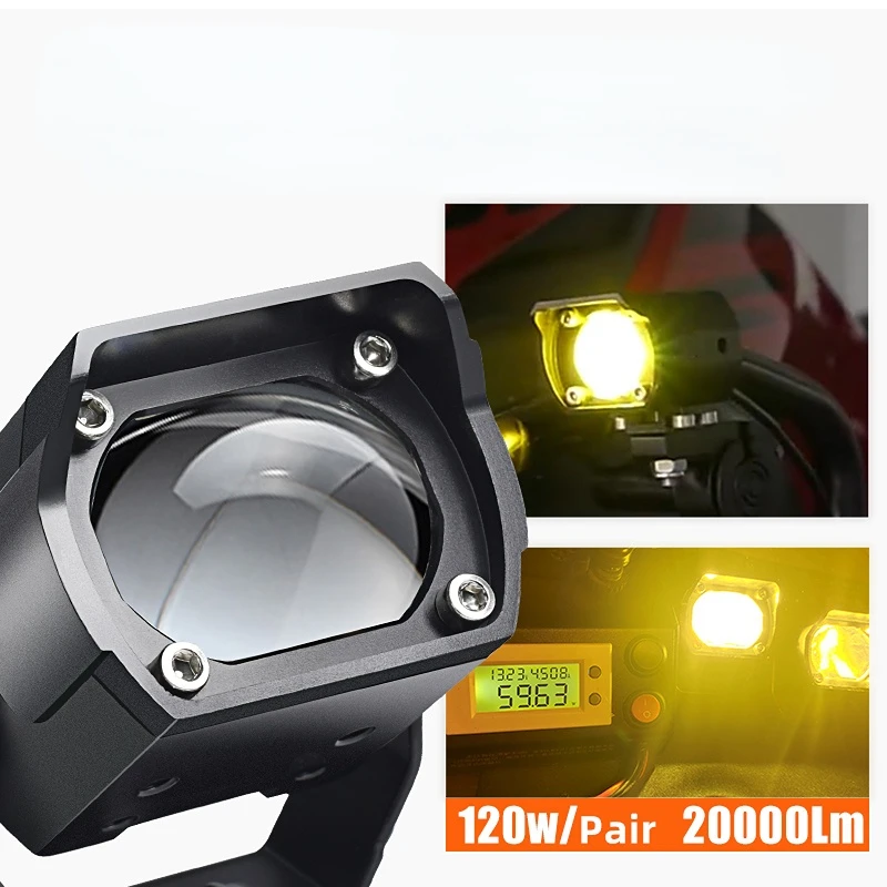 Motorcycle Lighting System 20000Lm 60W Mini Driving Light Bi-Lens  LED  Cars Accessores Motorcycle Lighting