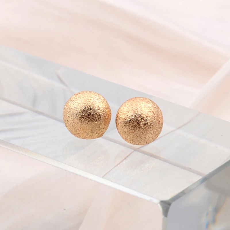 Small Golden Color Stud Earrings for Women Geometry Frosting Metal Half Round Earrings Minimalist Trendy Jewelry Accessories