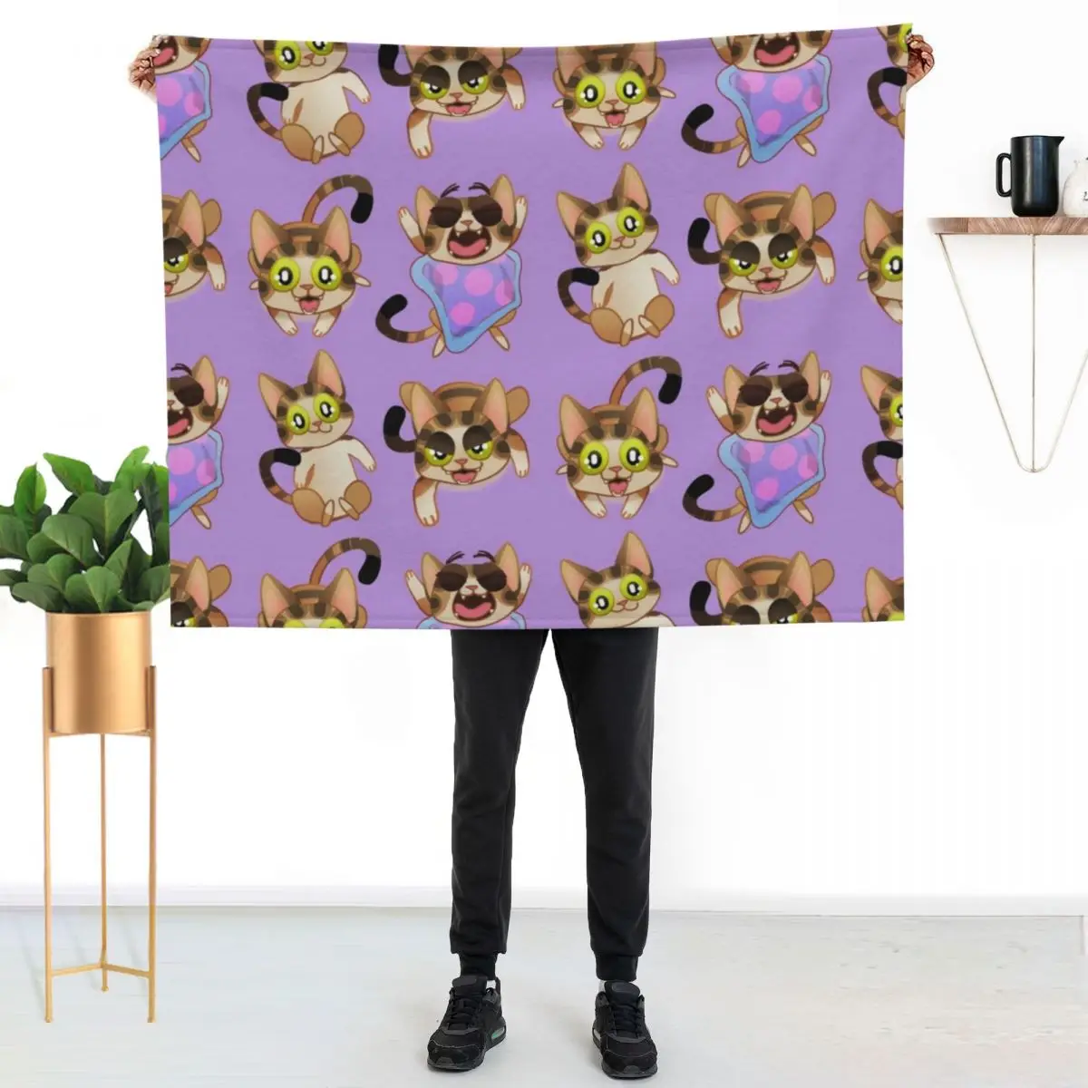 Gilbert the kitten pattern! 3 Throw Blanket All Weather Soft Throw Blanket for Sofa