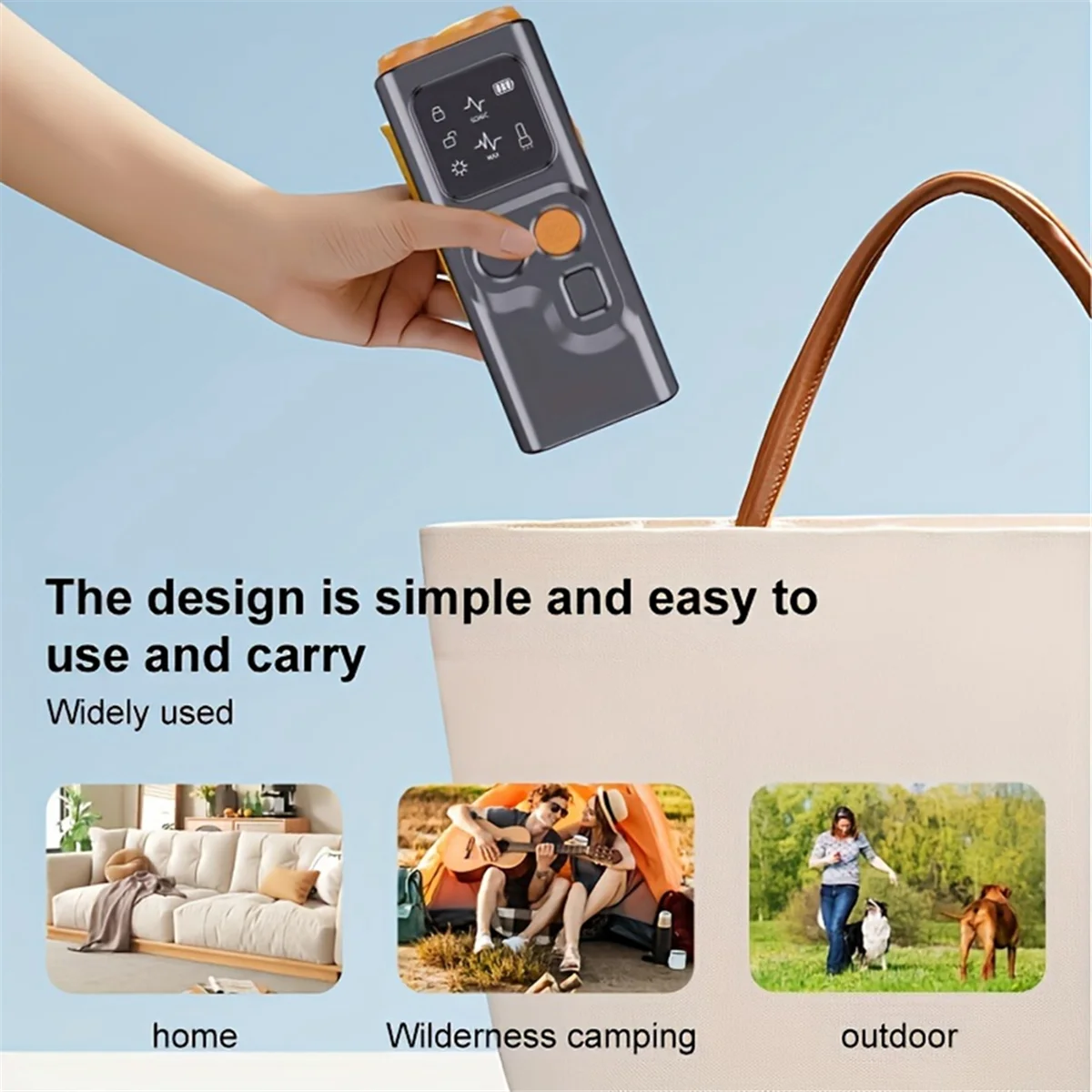 A97TUSB Rechargeable Sonic Dog Repeller with Dual Ultrasonic Emitter and High-Frequency LED Flashlight, Anti-Barking Device