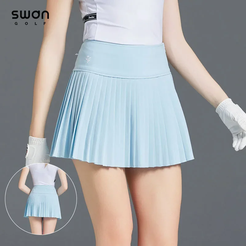 

SG Summer Women Golf Outfit Anti-exposure Pleated Golf Skirt Ladies High Waist Slim Sports Pantskirt Quick-dry A-lined Skort