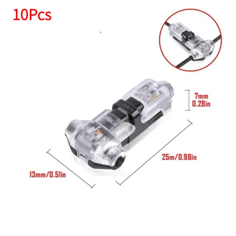 10Pcs T Type 1 Pin Low Voltage Wire Connector, Quick Solderless Wire Splice Connector, T Tap Wire Connectors, No Stripping.