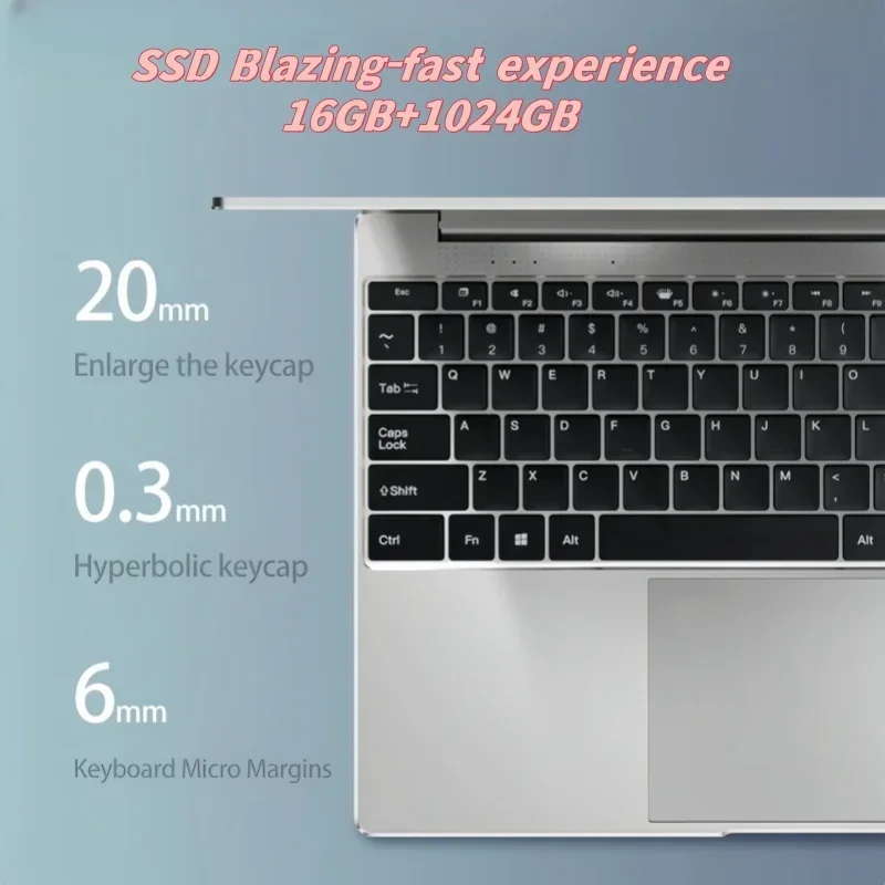 Ноутбук 14,1 дюйма, 16 ГБ ОЗУ, 2 ТБ SSD, Intel 4405U, дисплей 1920*1080, Windows 11 Pro, портативный ПК для учебы и игр