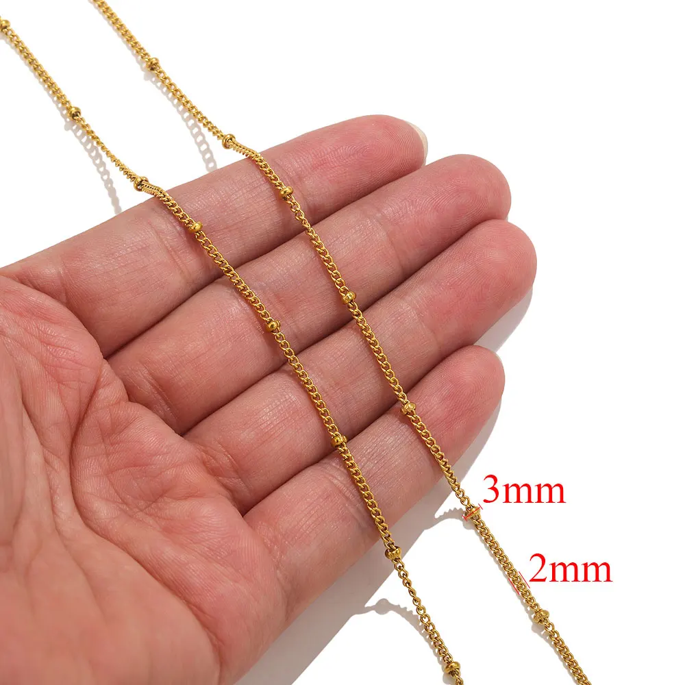 2 Meter Lippen Perlen Kette Edelstahl Kabel Ketten für Schmuckherstellung DIY Halskette Armband Zubehör Goldkette Erkenntnisse