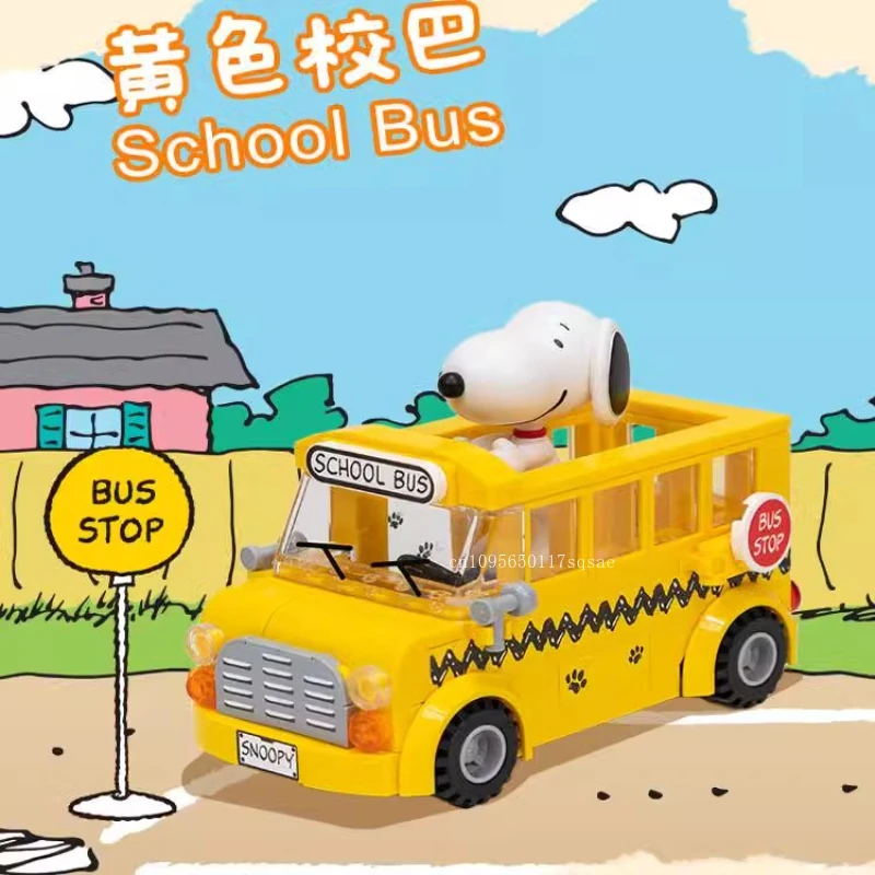 Snoopy blocos de construção onde ir série co quebra-cabeça brinquedo de construção ornamento de mesa montagem de partículas presente de aniversário das crianças