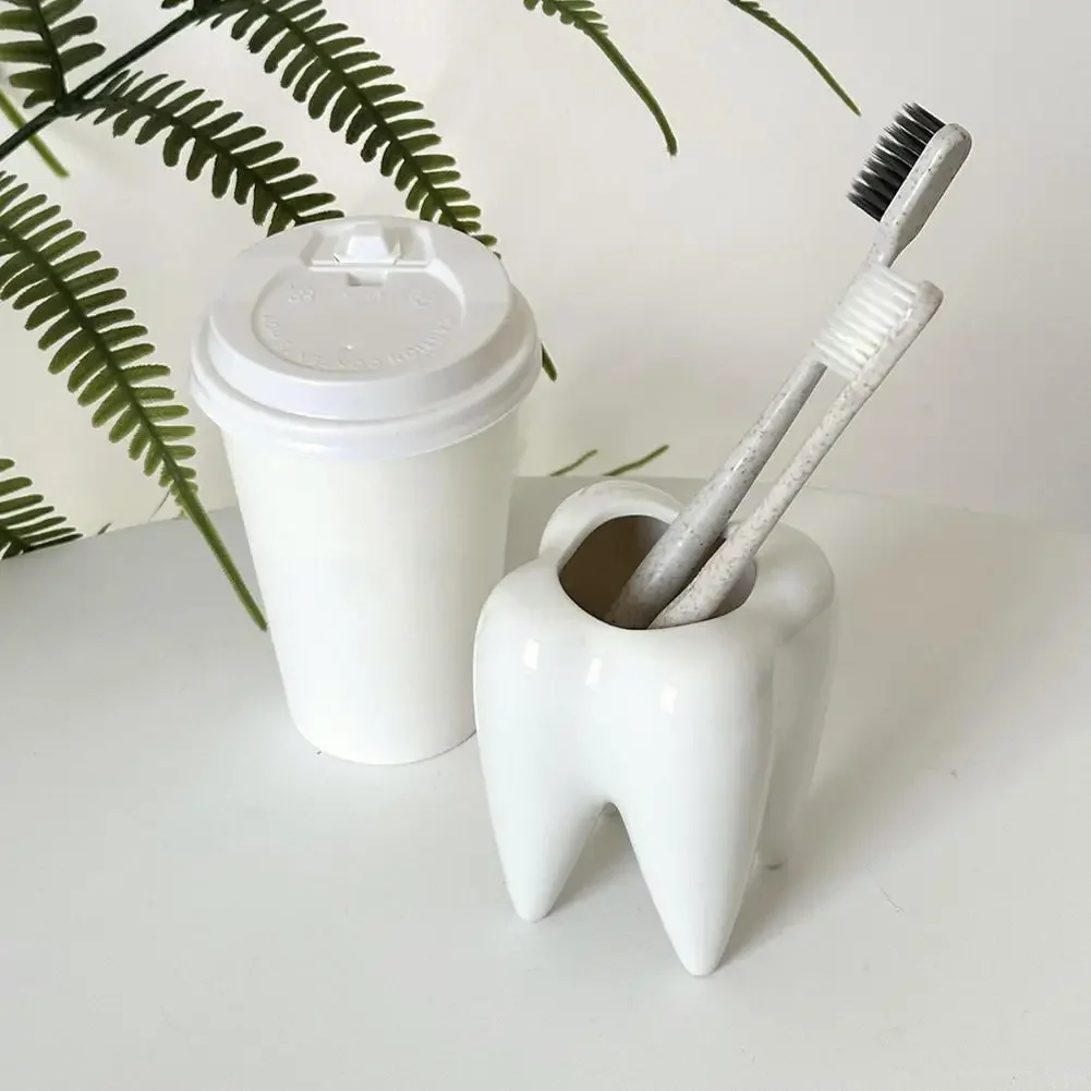 Funny Tooth Shape Ceramic Pen Pencil Pot Holder Storage Pens Dentist Organizer Dentistry Gifts Container Desk Stand New image 3