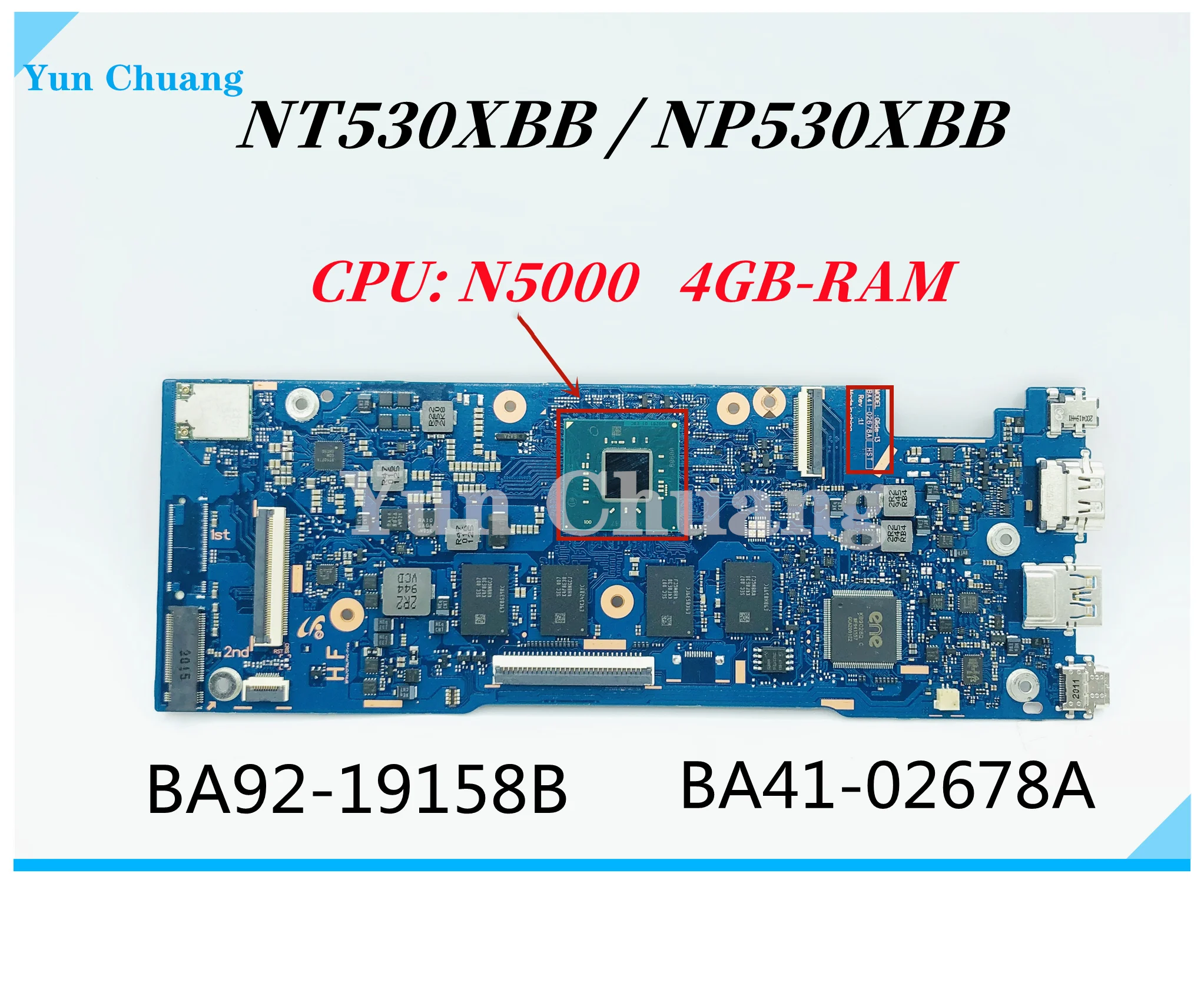 BA41-02678A BA92-19158B Mainboard For Samsung NP530XBB NT530XBB 530XBB laptop Motherboard With N5000 CPU 4GB RAM 100% test work