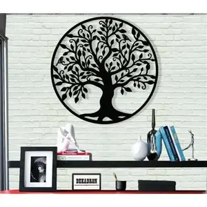 Décoration Murale Arbre De Vie 60 Cm - Fer Forgé Noir