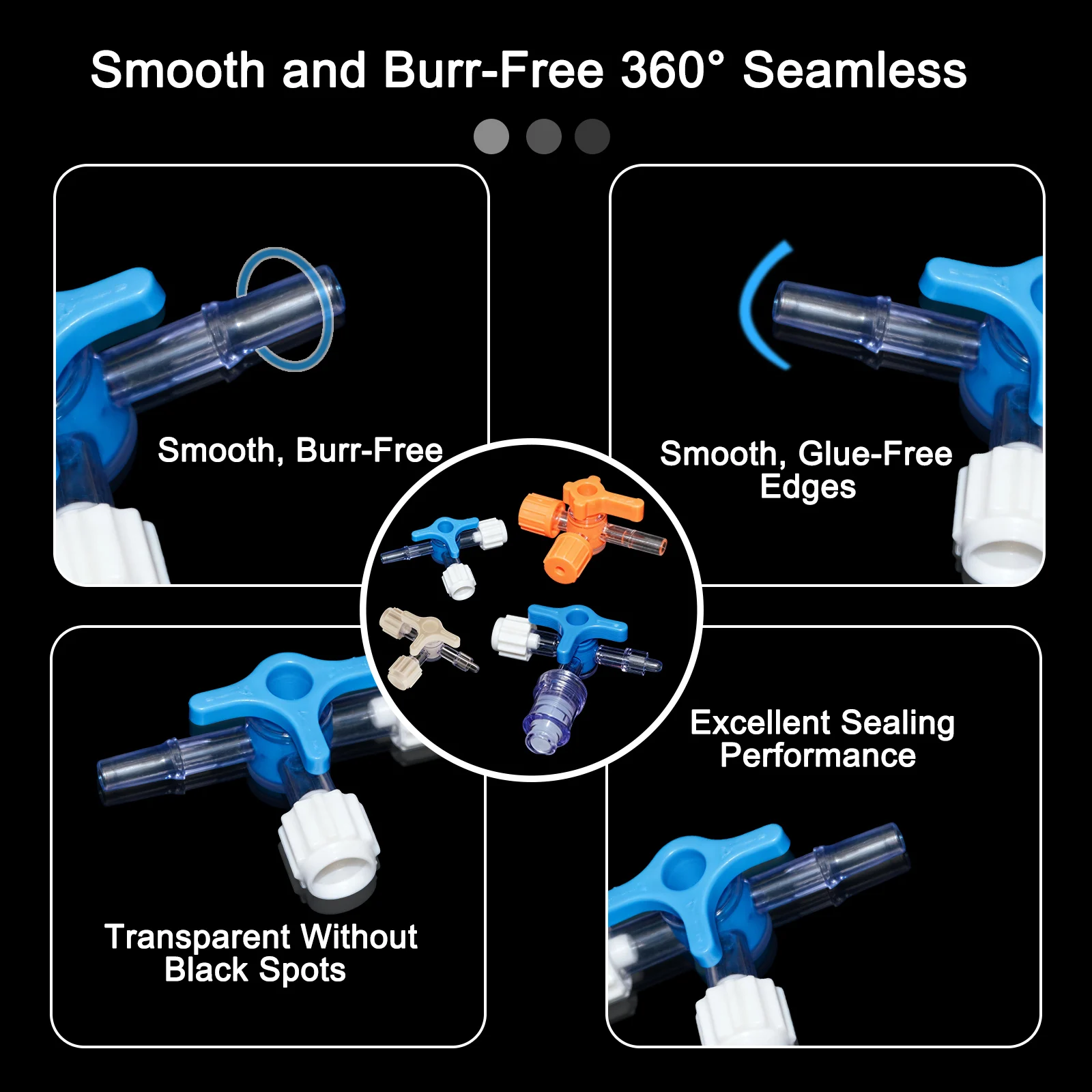 200pcs 2-way Stopcocks for Luer Lock and Catheter Systems, Connector for Tubing , for Medical and Laboratory Use