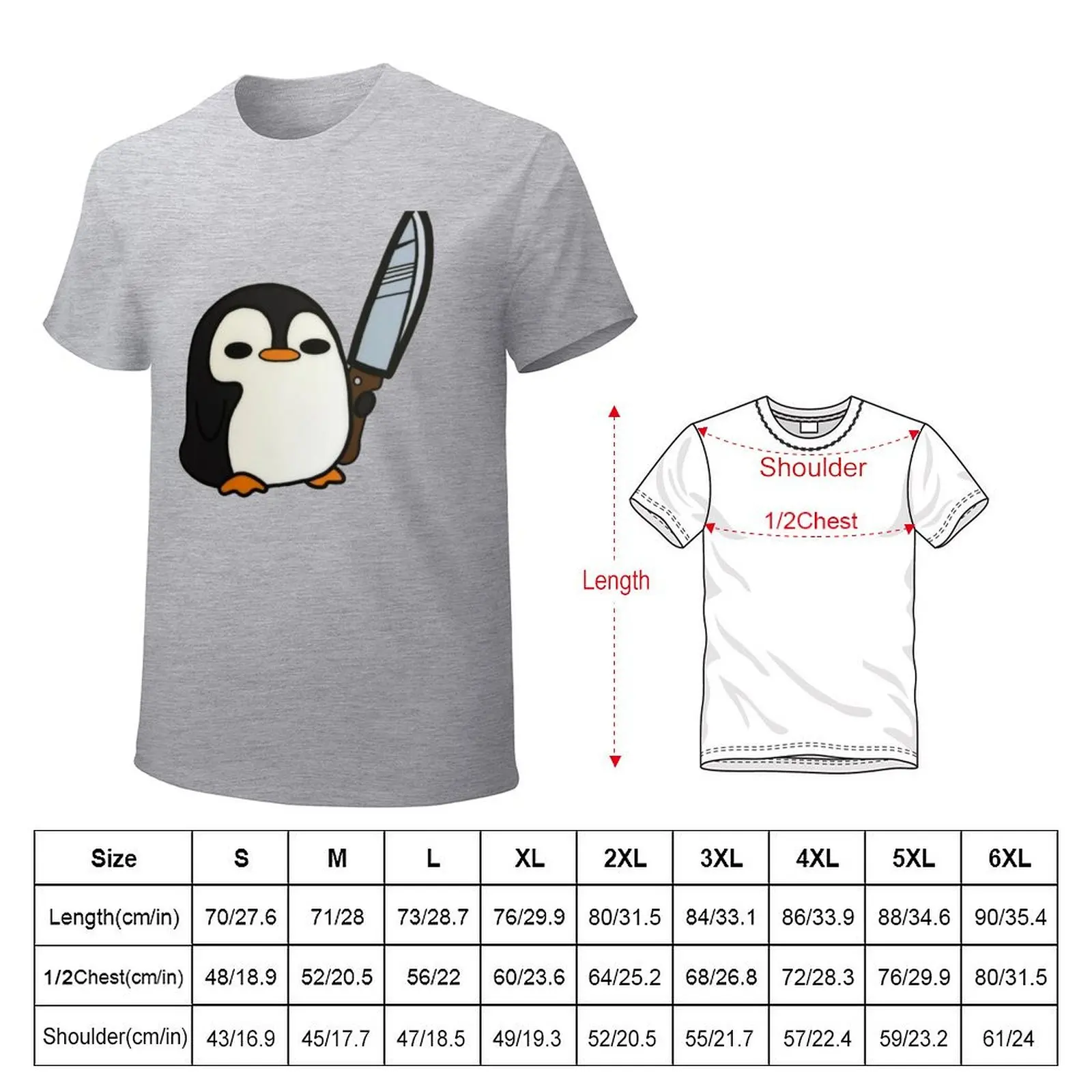 Penguin with a Knife T-shirt cute clothes animal prinfor boys Aesthetic clothing mens clothing