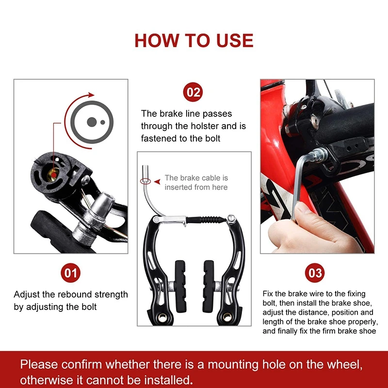 NEW HOT In Stock-2 Pairs Bike Brakes Set Bike Brakes Mountain Bike Replacement For Most Bicycle And 2 Mountain Bike Brake Cables