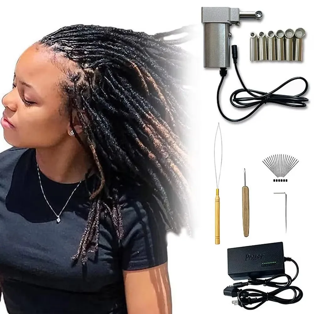 Electric DIY Braiding Machine Portable Hair Needle Maker Dreadlocks Making Tool for Hair Locking Extensions Styling