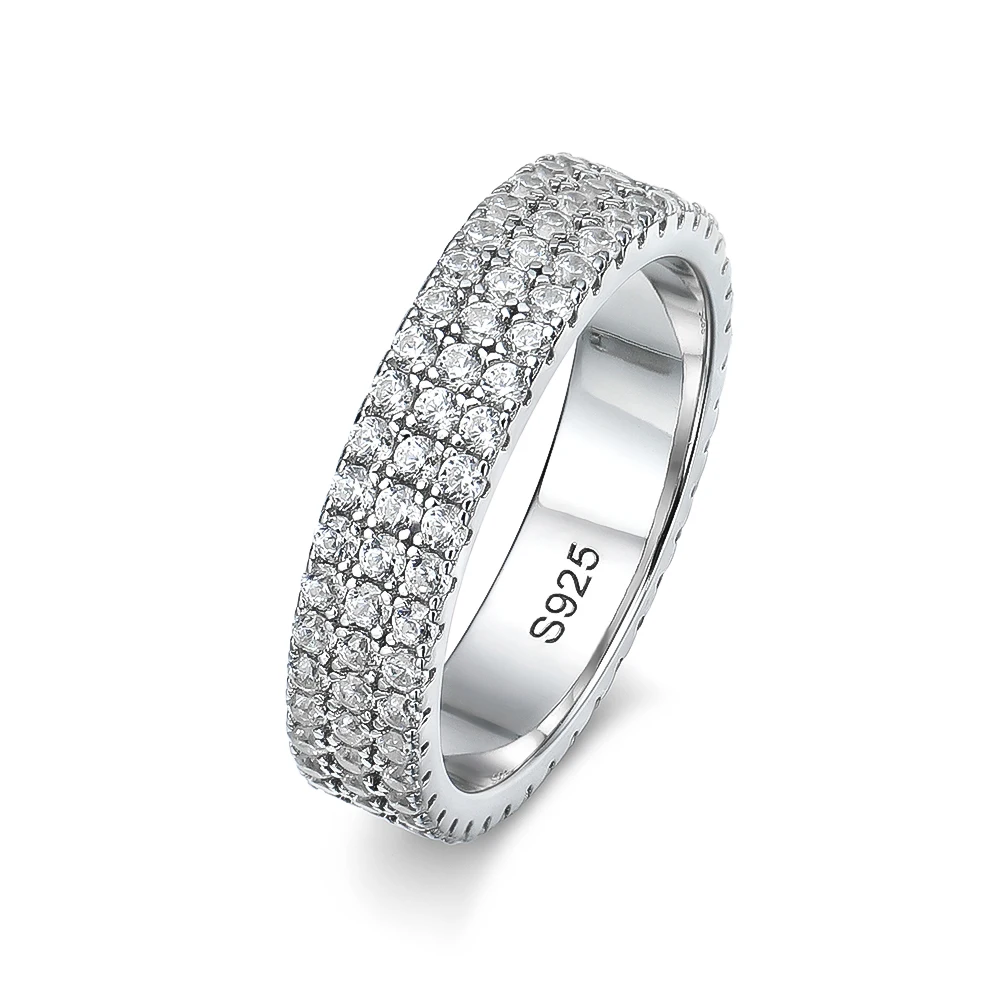 URLOVER D VVl's-Bague en argent regardé 925 Moissanite pour femme, alliance, diamant de laboratoire, coupe ronde, bijoux fins, Rotterdam Kling