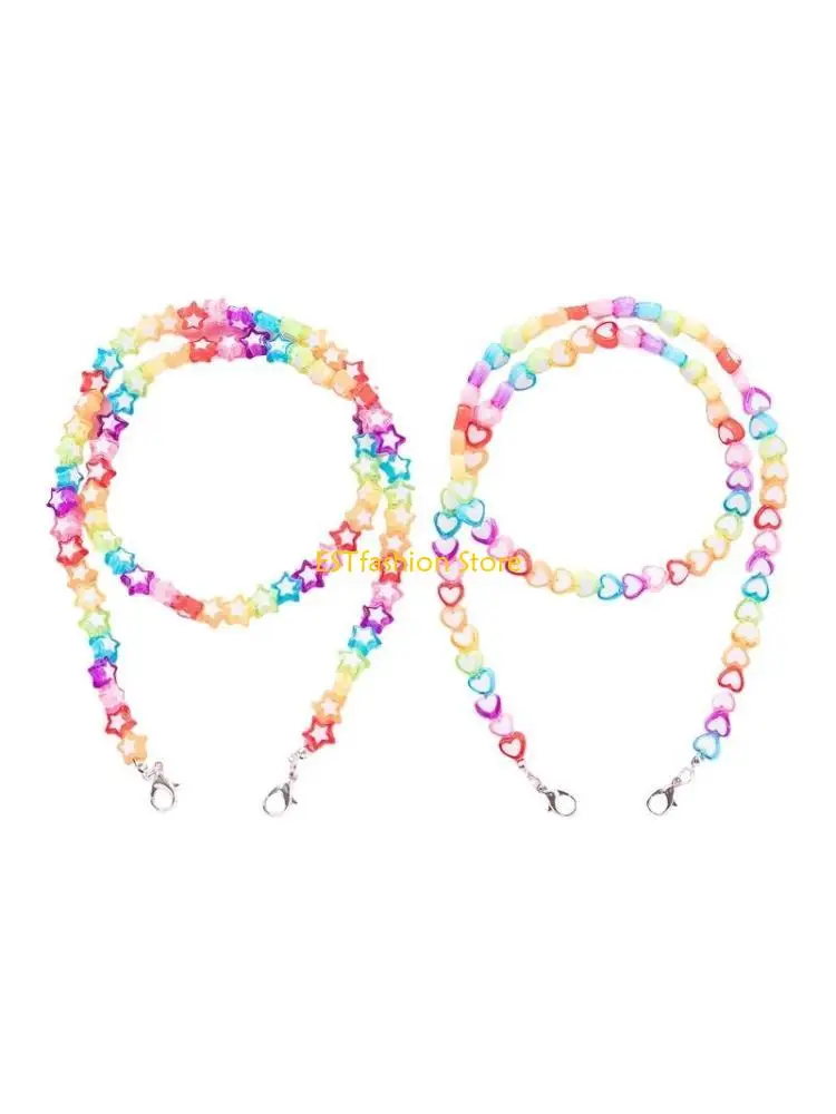 Y5GC Acrylic Beads Face Mask Lanyard Extenders Ear Savers for Adult Kids Neck Chain Face Covering Eyeglass Holder Necklace