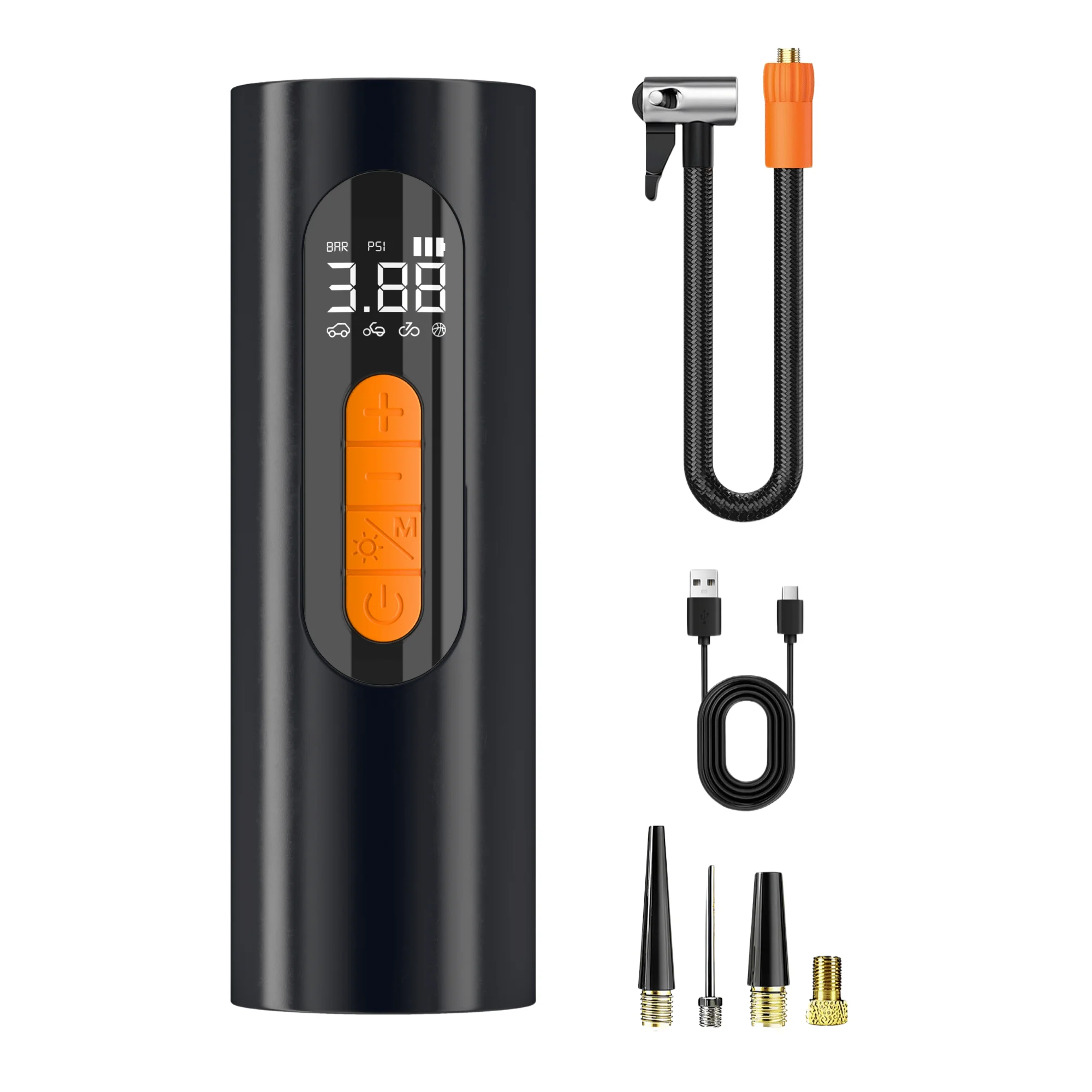 Portable Wireless Electric Tire Inflator 150PSI Auto Shut Off Fast Inflation LED Emergency Light For Bike Motorcycle Car Ball