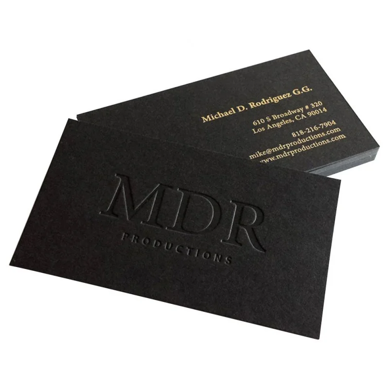 custom  design 100pcs a lot Free Design  Gold Foil Name Cards High Quality Paper  Black Business Card