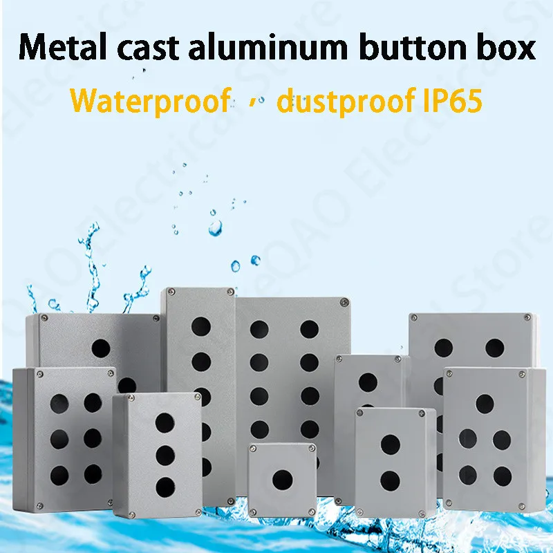 Metal cast aluminum waterproof button box aperture 22 terminal switch box aluminum alloy 123456 hole outdoor junction box