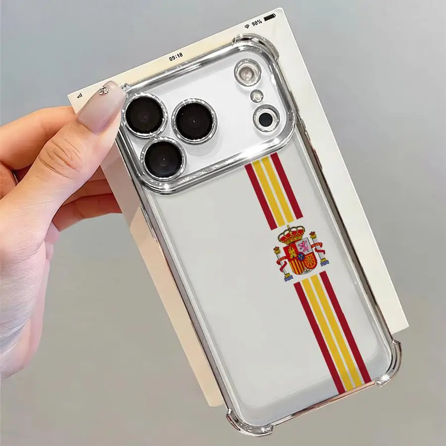 S-Spanische Flagge National Soft Phone Cover Case für iPhone 12 15 Plus 17 Air 11 16 17 Pro Max 13 14