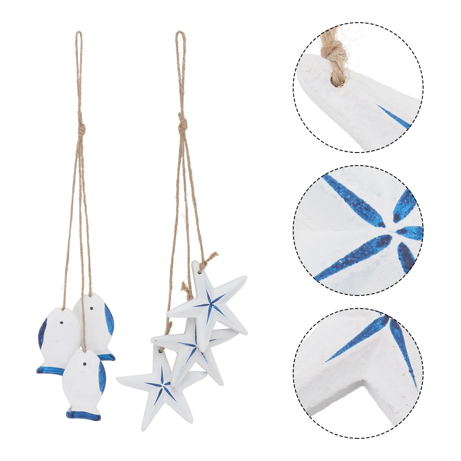 

6pcs Wooden Wall Hanging Mediterranean Style Pendant Home Garden Decor Wall-Mounted Charm For Room Door Ceiling