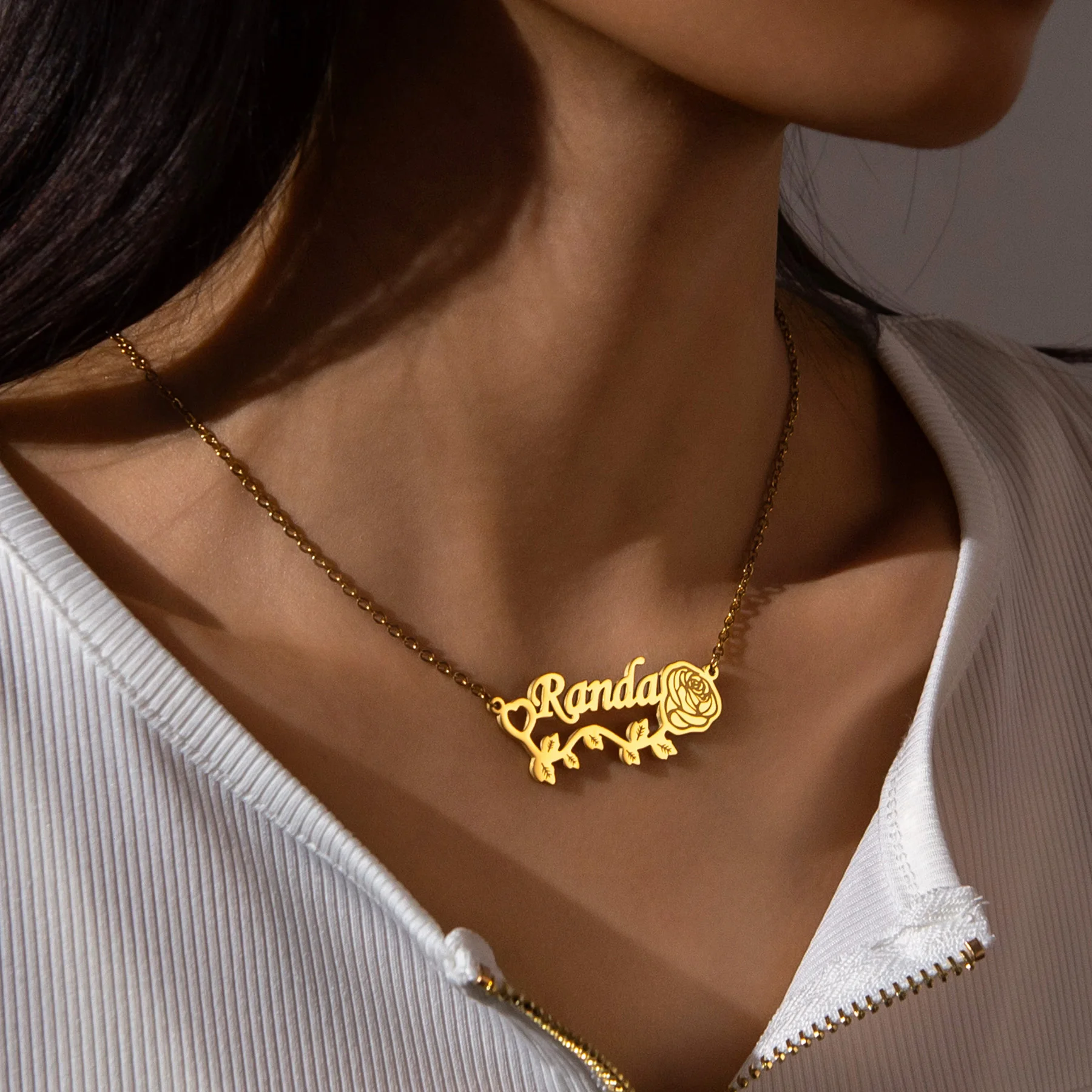Nextvance Customized Name Necklace With Rose Flower Personalized Stainless Steel Nameplate For Women Jewelry Gifts image 5