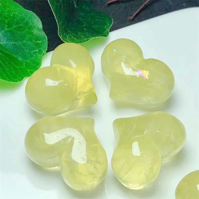 Natural Citrine Heart Pendants Supplies Crystal Heart Beads DIY Charms For Women Jewelry Gift 24mm