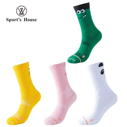 SPORT'S HOUSE Women's mid-tube sports socks Cartoon cartoon towel bottom non-slip outdoor mountain climbing riding tide socks