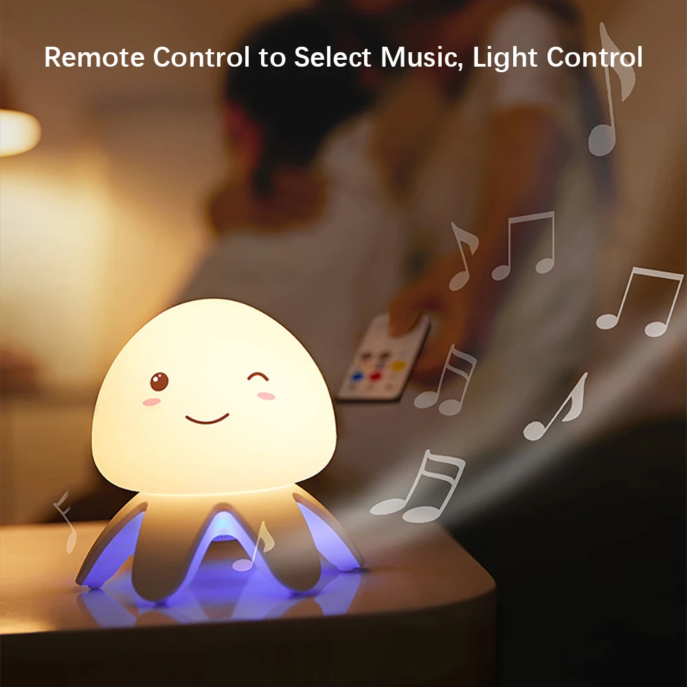 Lampe de Table Tactile Intelligente à LED, Veilleuse à Capteur avec Télécommande, Lumière avec Escales Musicales, Cadeau d'Anniversaire, pour Enfants