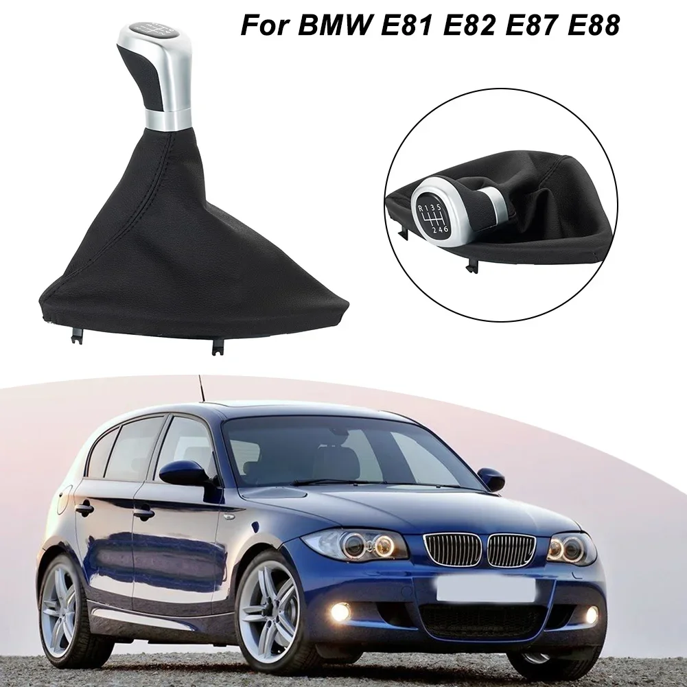 Gear Shift Knob 6 Speed with Gear Shift Boot Cover and Frame Collar for BMW E81 E82 E87 E88 Compatible Replacement