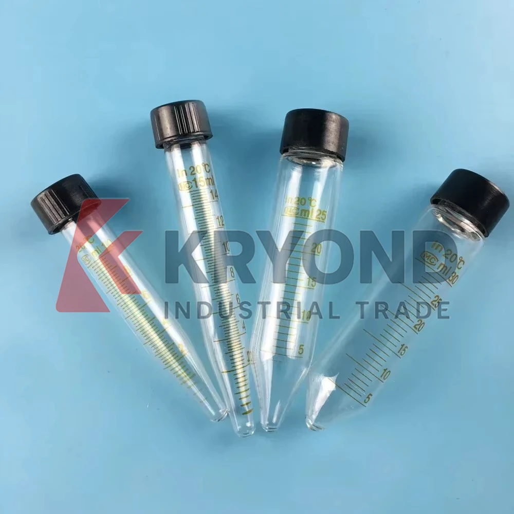 Precision 5pcs Glass Screw Tip Bottom Test Tube & Graduated Centrifuge Tube Set 5/10/15/20/25/30/50ml Original Product