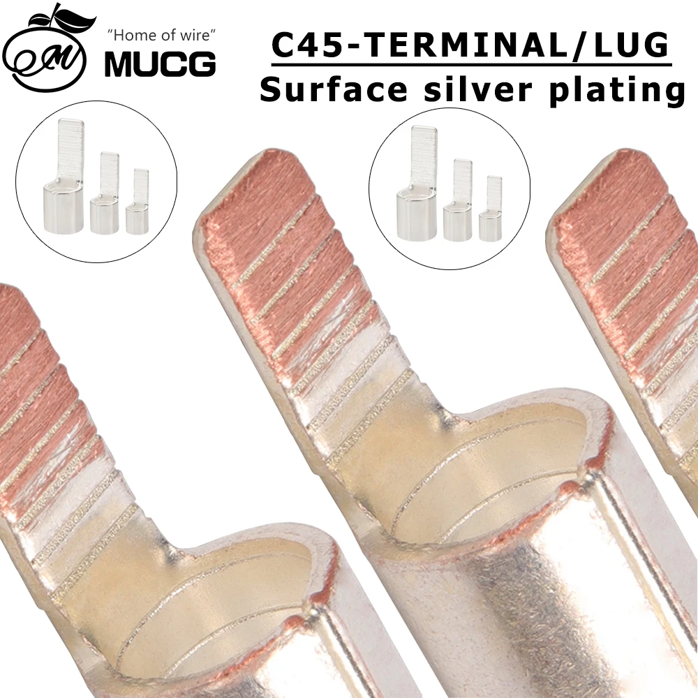 10/20pcs Copper Silver Plating Terminal Lug Crimp Terminal Crimp Lug Cable Wire Lug Wire Cable Terminal C45 Air Switch Lug