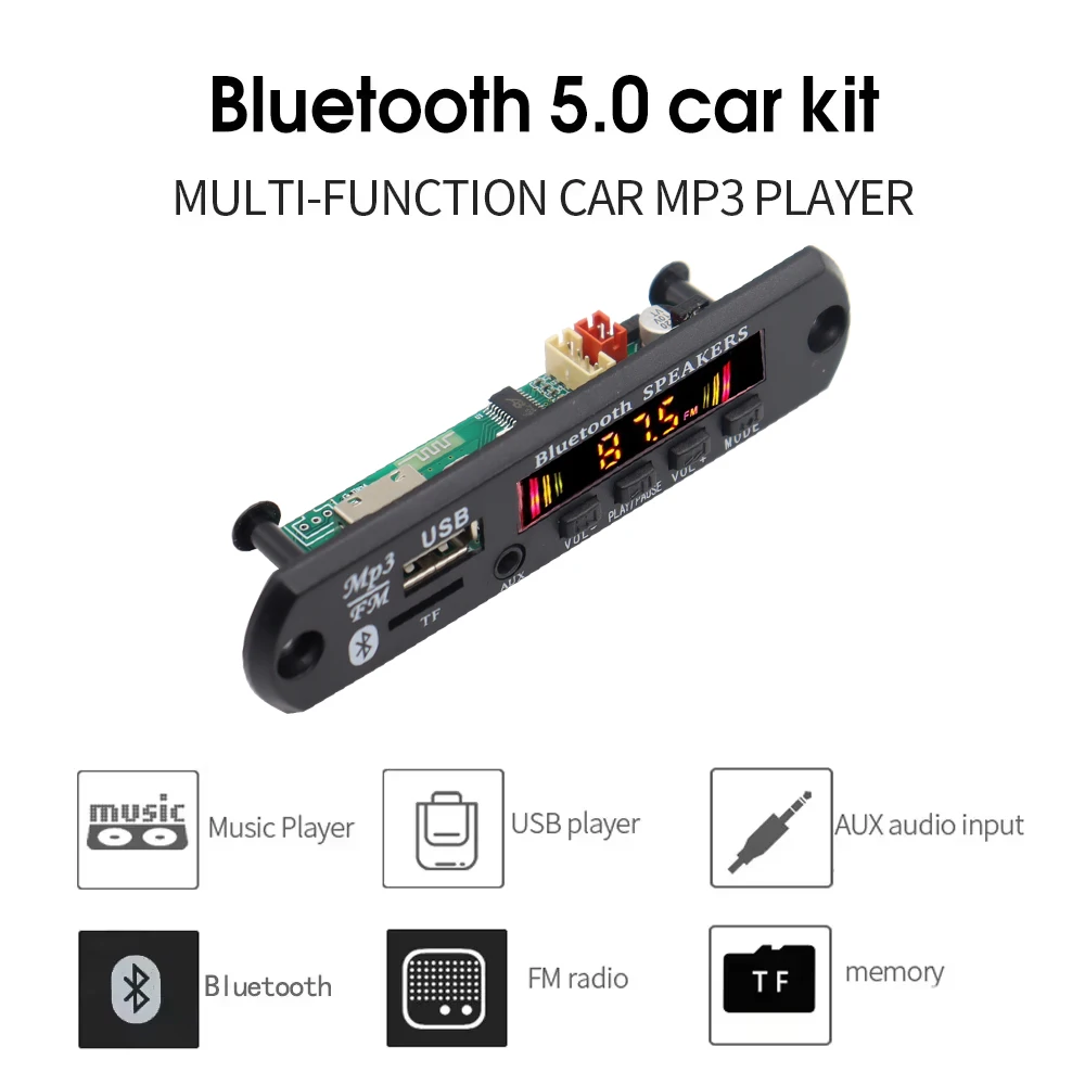 MP3 Player Decoder Board Bluetooth 5.0 FM Radio TF USB 3.5mm AUX Module Bluetooth Receiver Car kit Audio V20